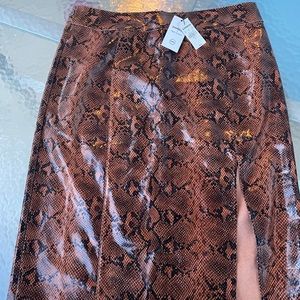 Express x Negin Mirsalehi mid rise 25” total length brown Faux snake skin skirt